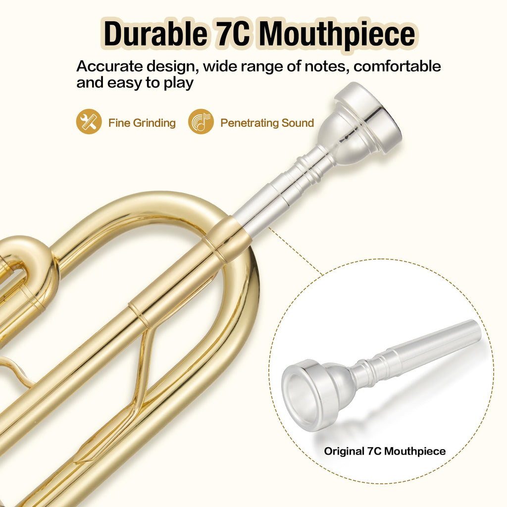 Gold Lacquer Brass Trumpet with Case and Mouthpiece V9367