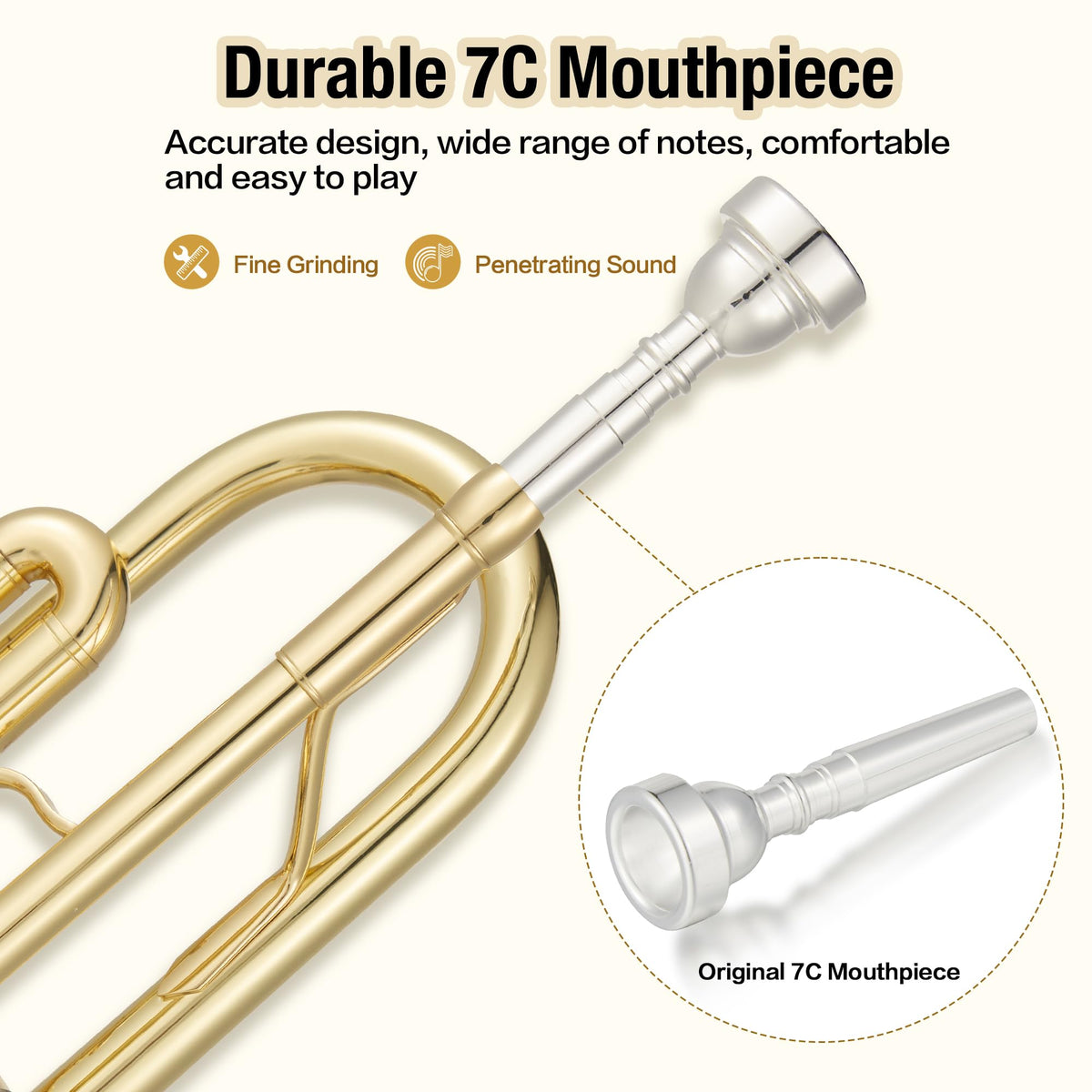 Gold Lacquer Brass Trumpet with Case and Mouthpiece V9367