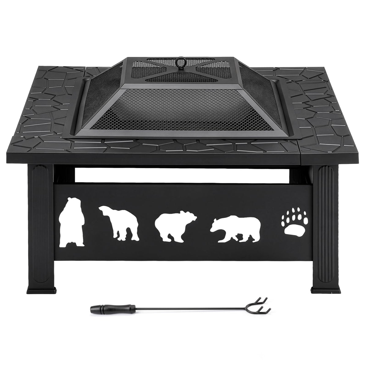 32 Inch Square Metal Patio Fire Pit Table X3546