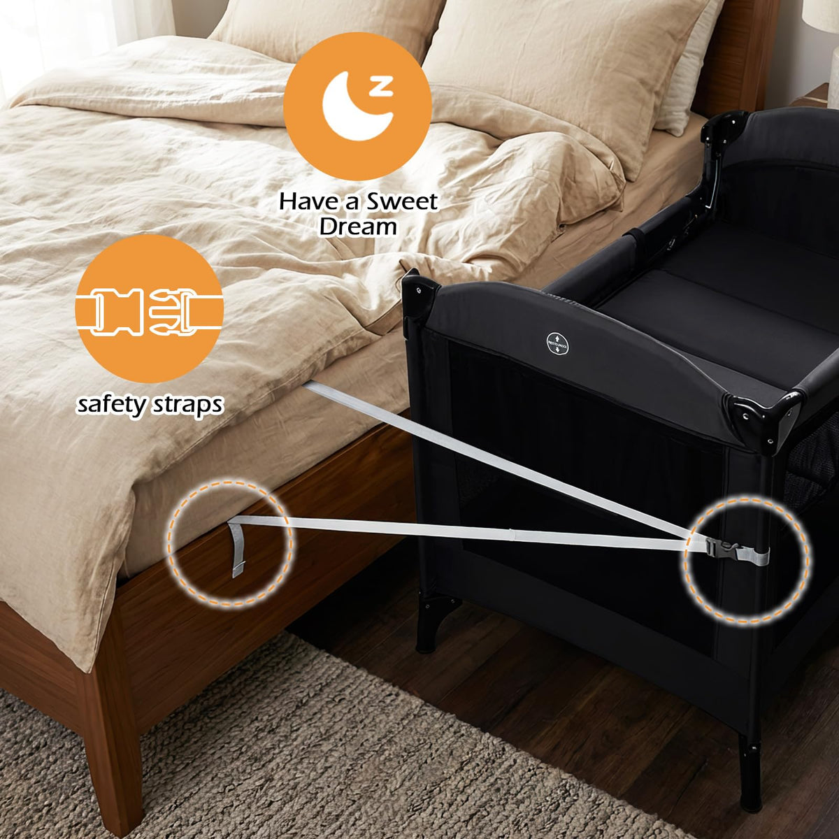 4 in 1 Baby Bassinet Bedside Crib D737027