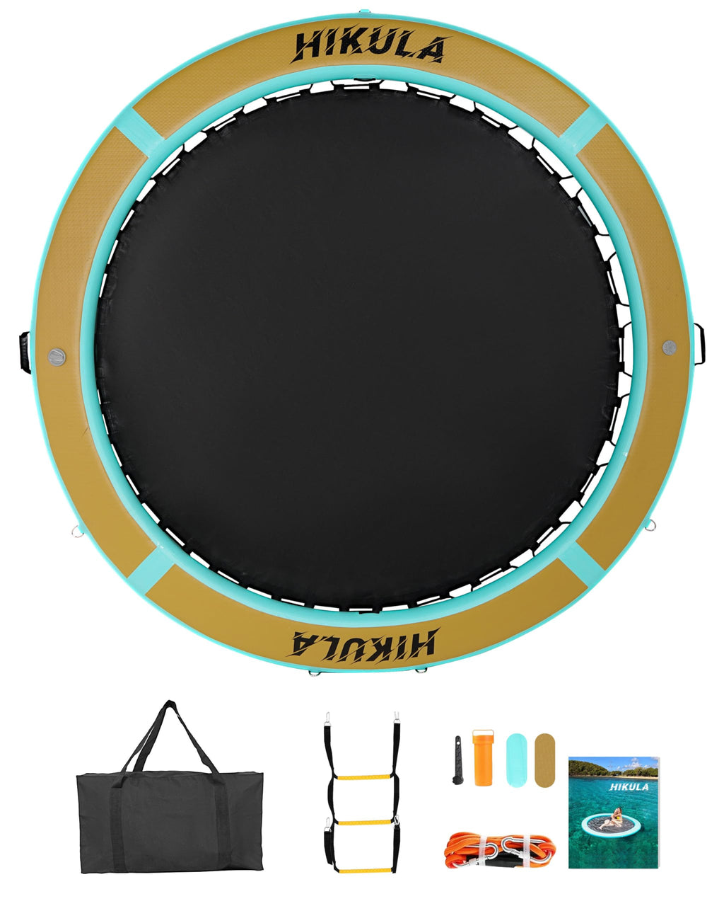 Inflatable Round Floating Ring Water Hammock Dock with Water Ladder and Cup Holder M194346