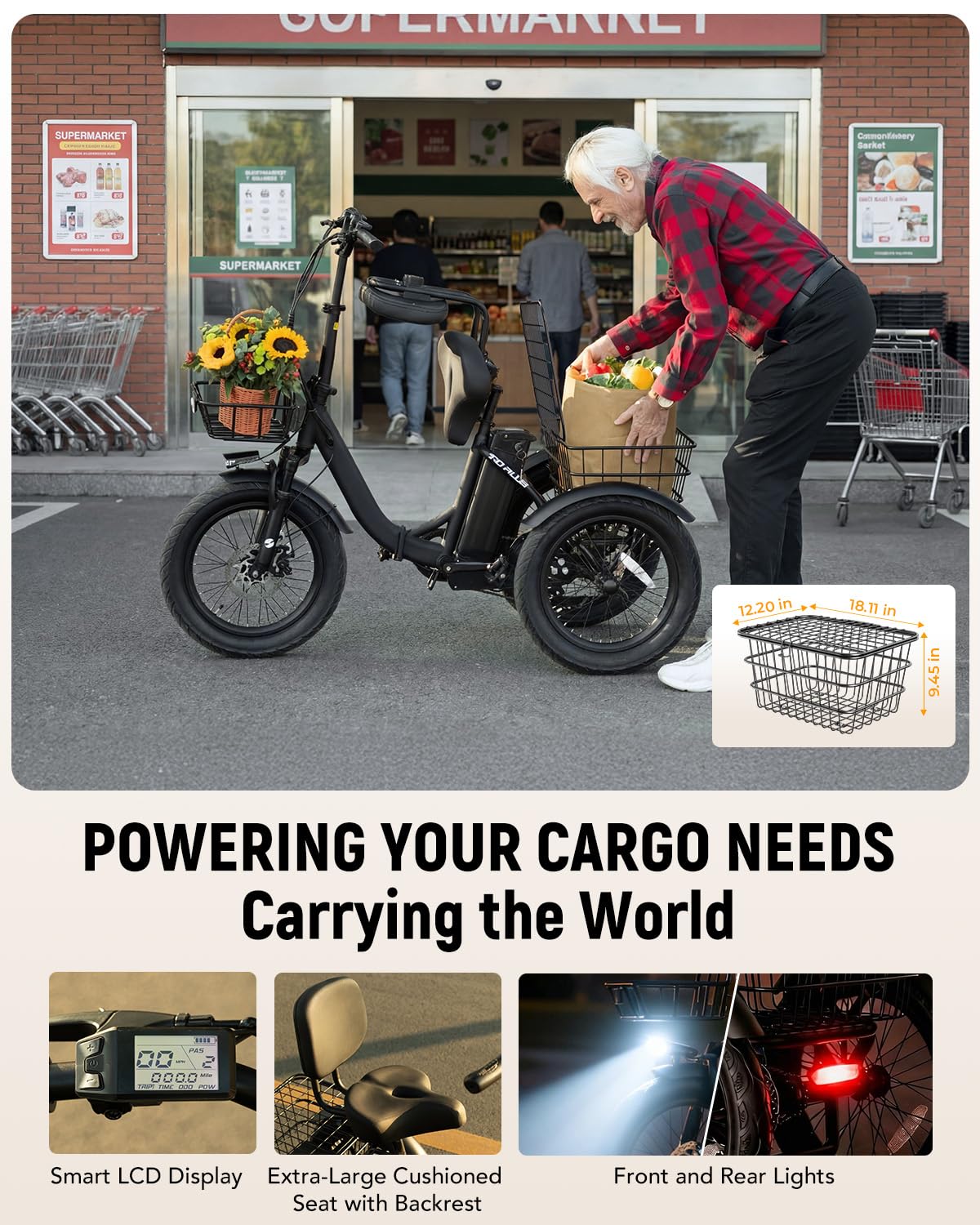 1200W Folding 3 Wheel Electric Trike Bike P46170