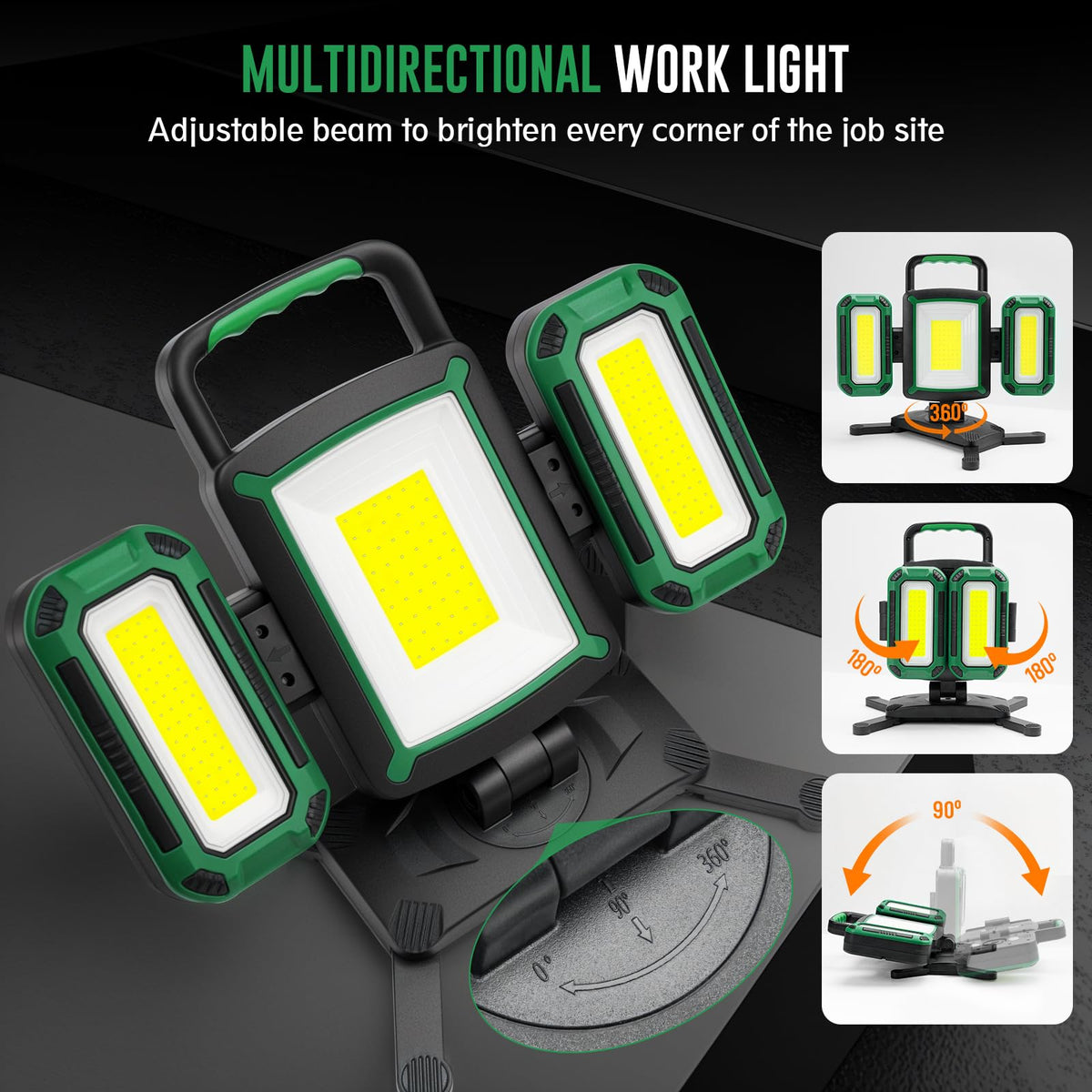 50W 5000LM Rechargeable Magnetic LED Work Light R8926