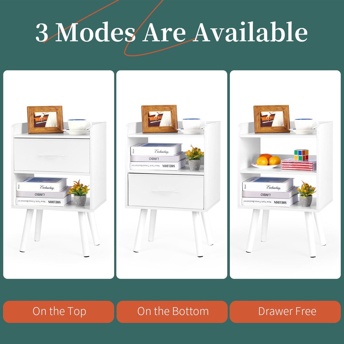 Modern Nightstand with Drawer and Open Storage Shelf H80075