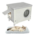 Weatherproof Elevated Outdoor Cat House with Cushion P540467