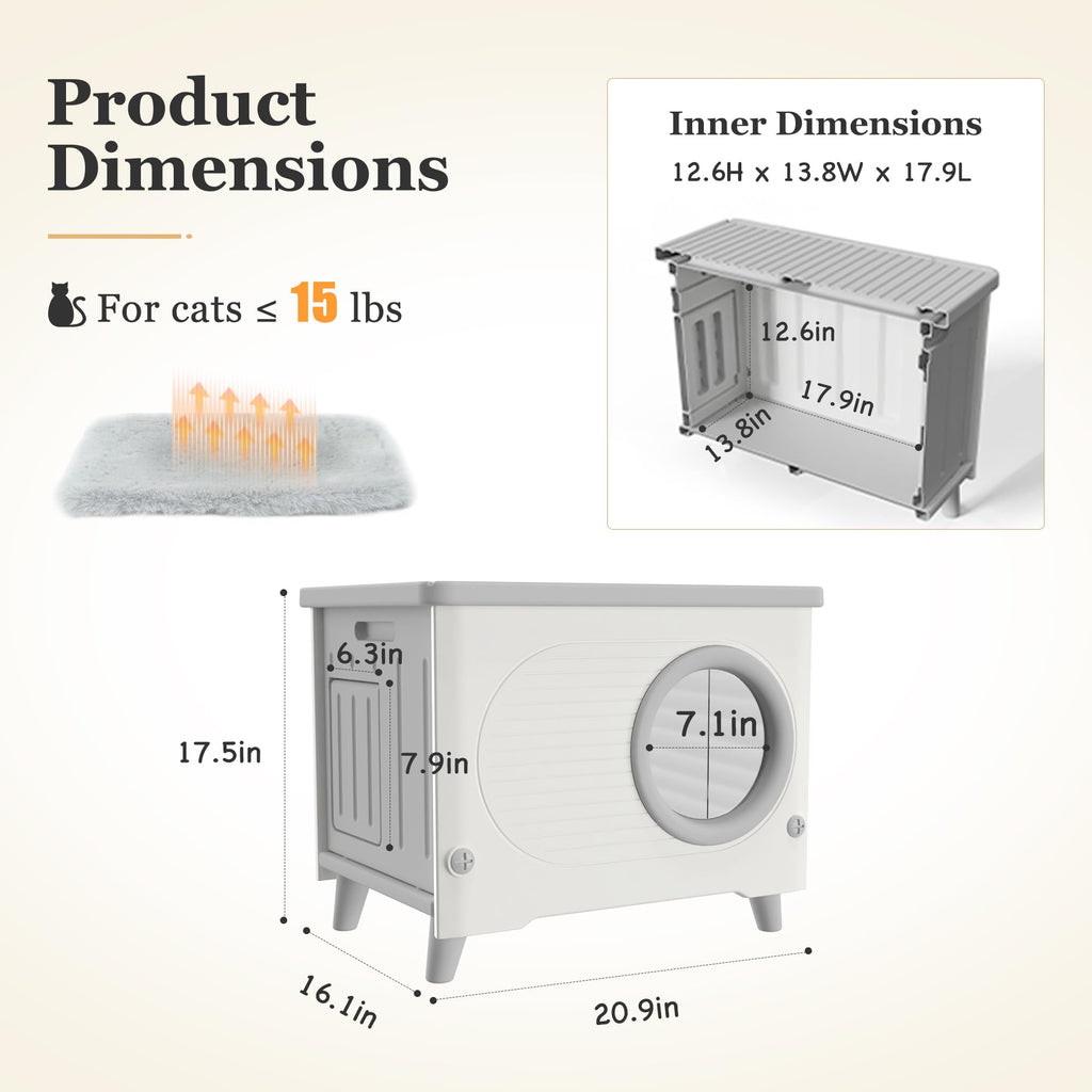 Weatherproof Elevated Outdoor Cat House with Cushion P540467
