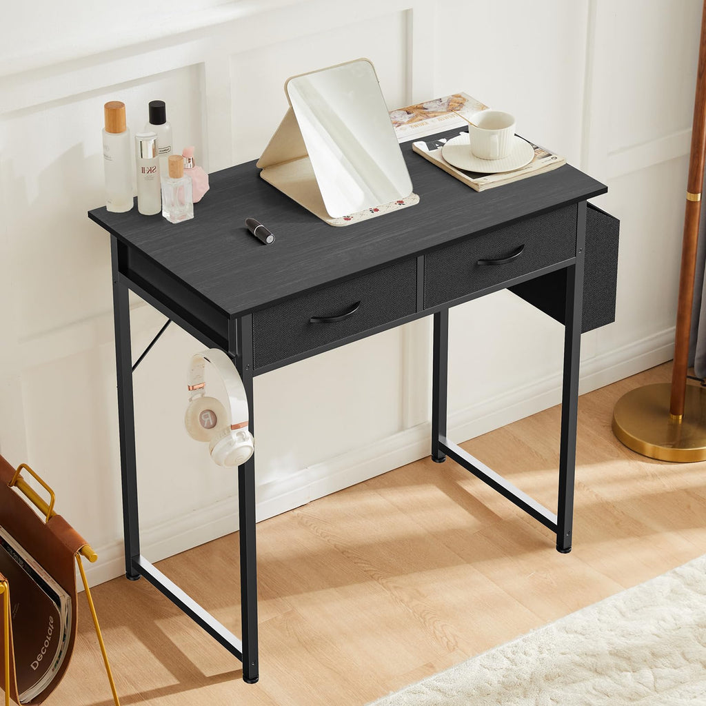 32" Black Computer Desk with Drawers J611566