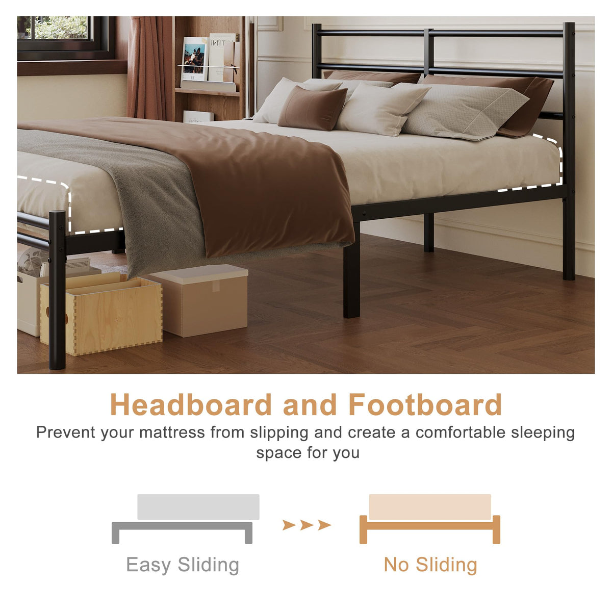 Full Size Bed Frame with Headboard and Footboard H476