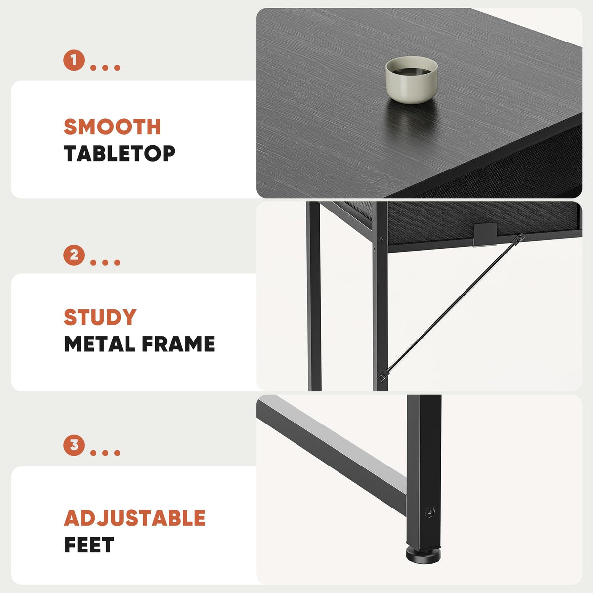 32" Black Computer Desk with Drawers J611566