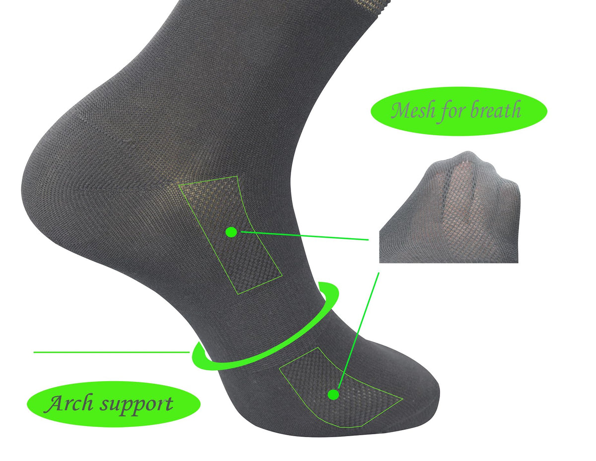 Men's 6 Pairs Bamboo Rayon Breathable Mid-Calf Socks with Arch Support A774415
