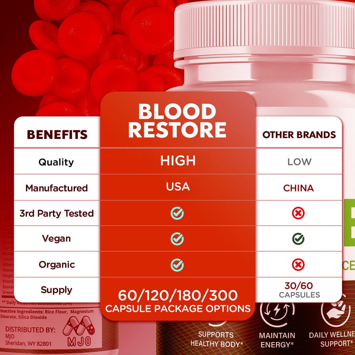 3 Pack Blood Restore Capsules 180 Capsules V645
