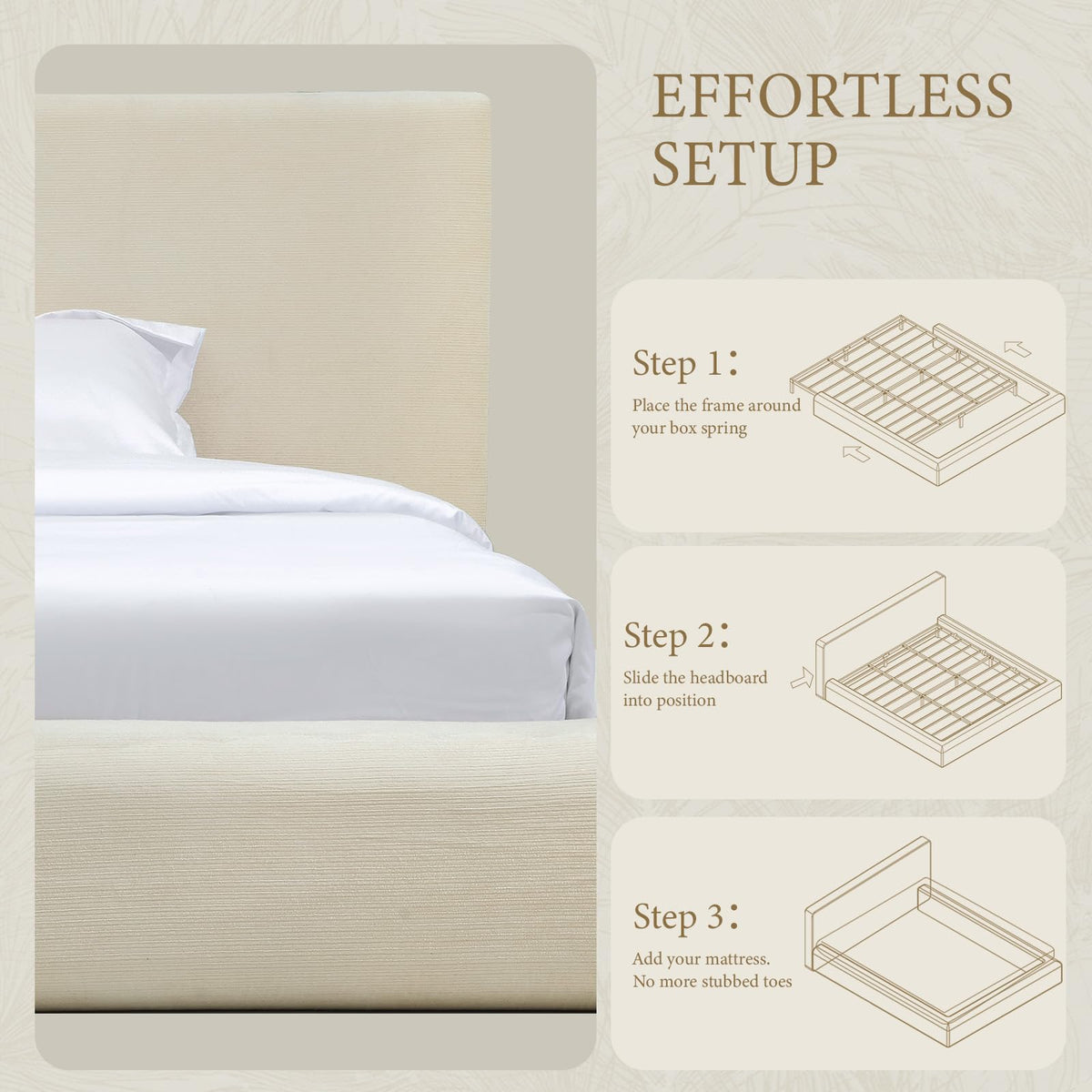 Queen Size Upholstered Bed Frame L3637
