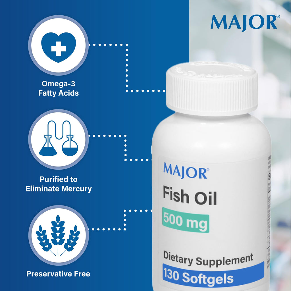 Fish Oil 500mg Softgels Omega-3 Dietary Supplement 130 Count A6188