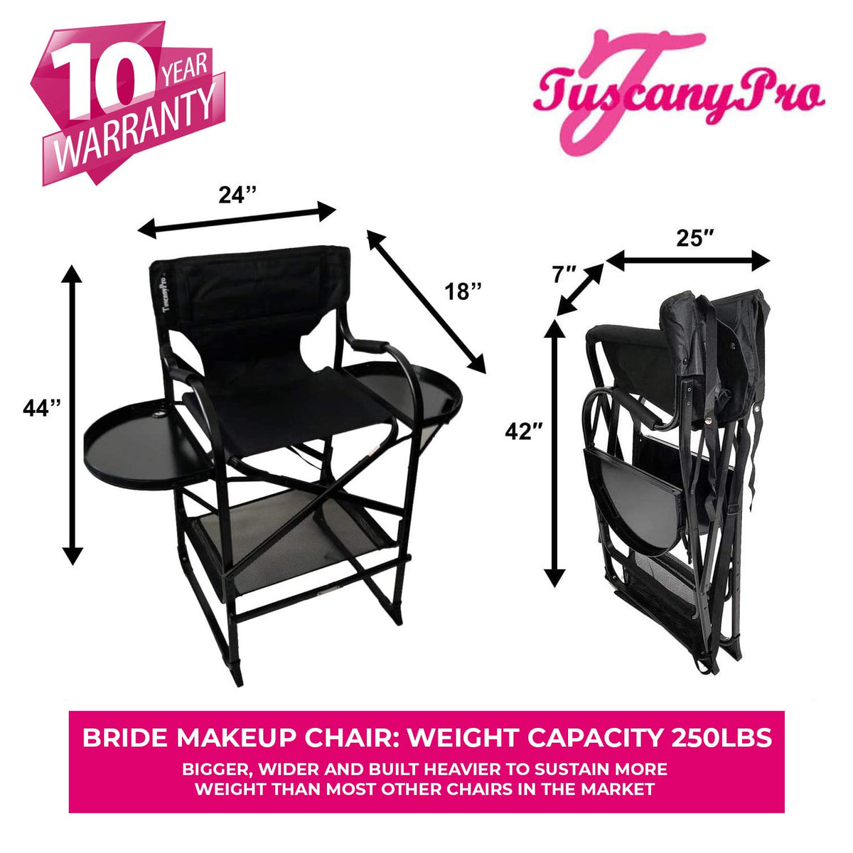 Tall Heavy Duty Director Chair with Adjustable Seat Height and Carry Bag V557729