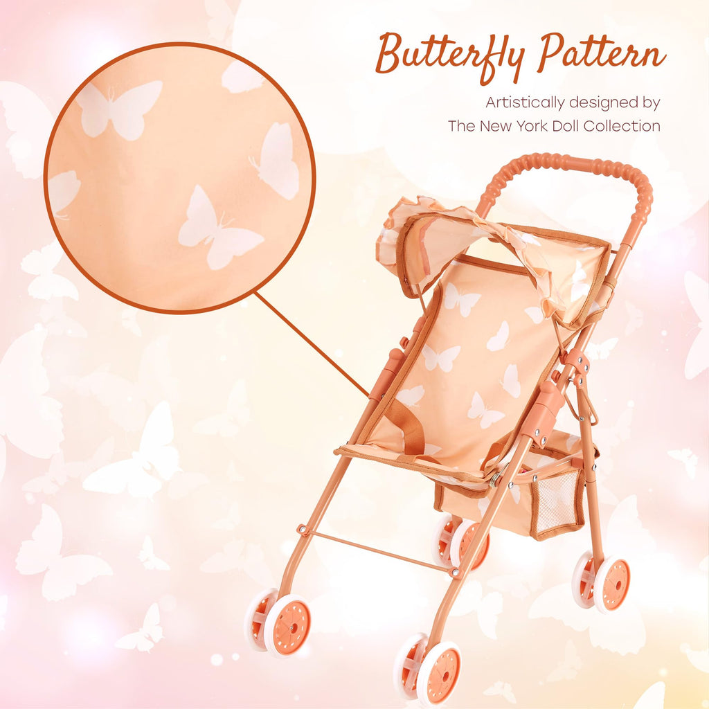 Baby Doll Stroller with Storage Basket, Foldable Frame, Canopy, Seatbelt G57160