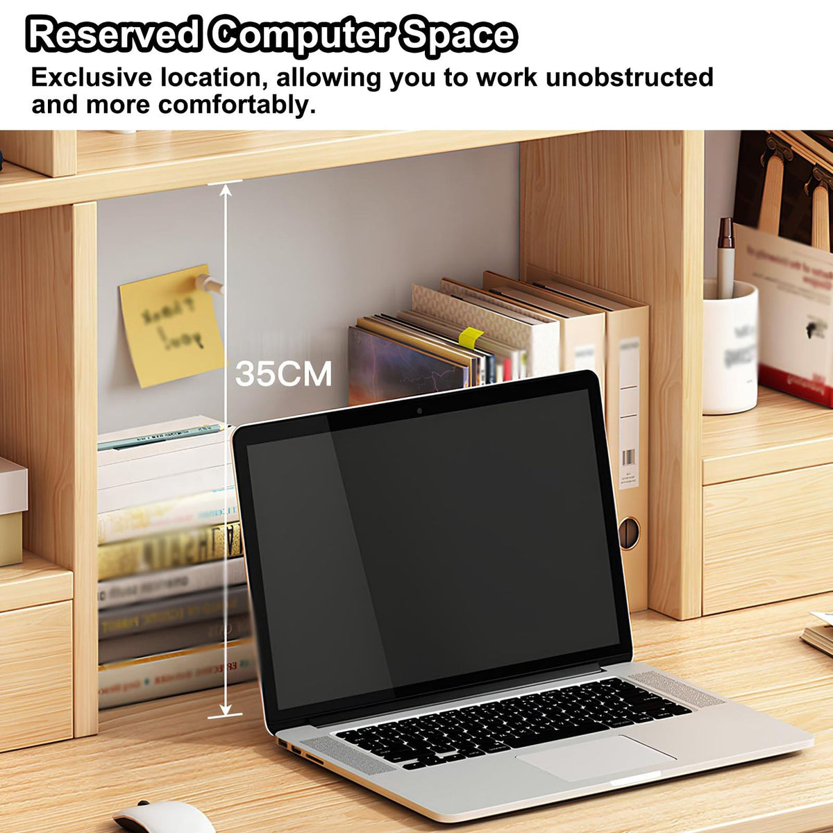 White Desktop Bookshelf Wood Storage Rack U85737