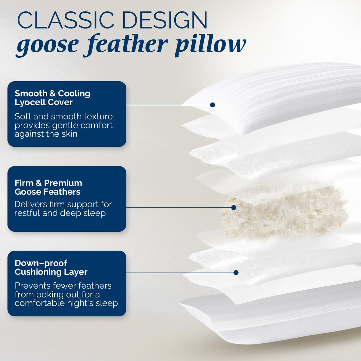 Goose Feather and Down King Size Pillows Set of 2 A347479