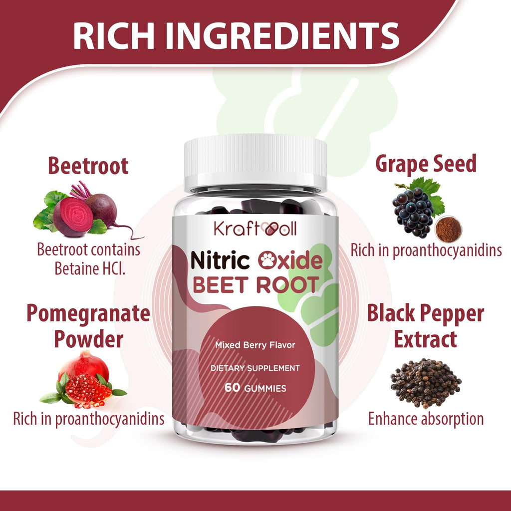 Beet Root Gummies 6000mg Mixed Berry Flavor 60 Gummies N531372