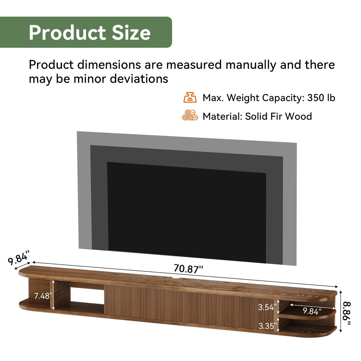 71" Solid Wood Floating TV Stand I280328