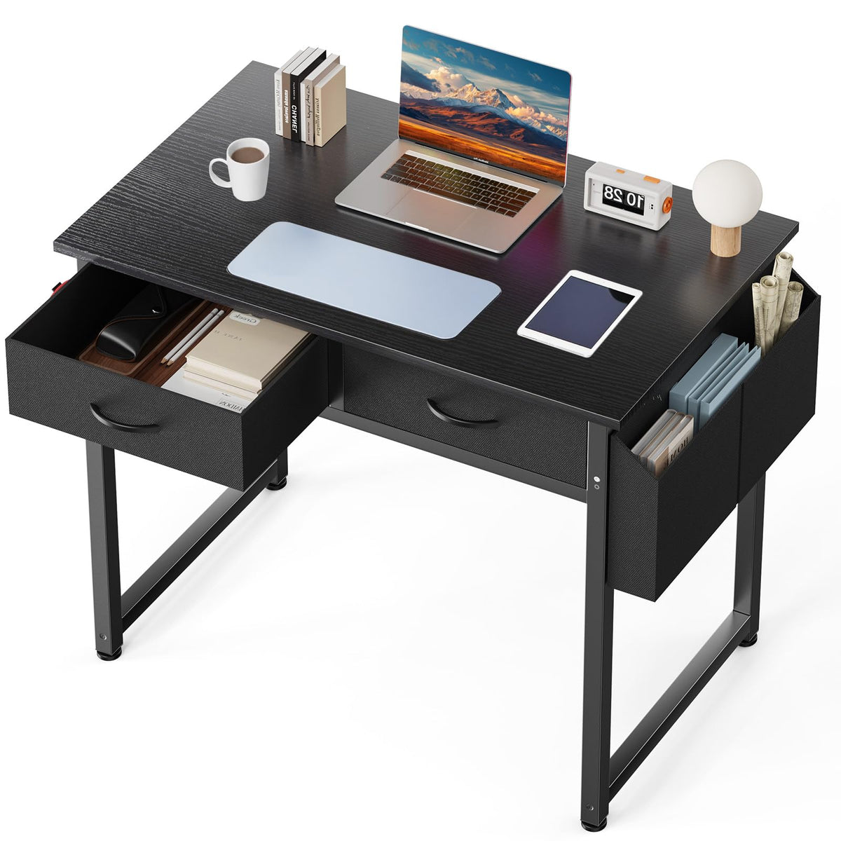 32" Black Computer Desk with Drawers J611566