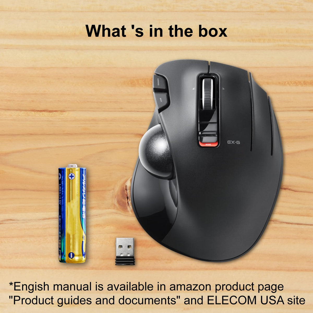 2.4GHz USB Wireless Ergonomic Trackball Mouse H761