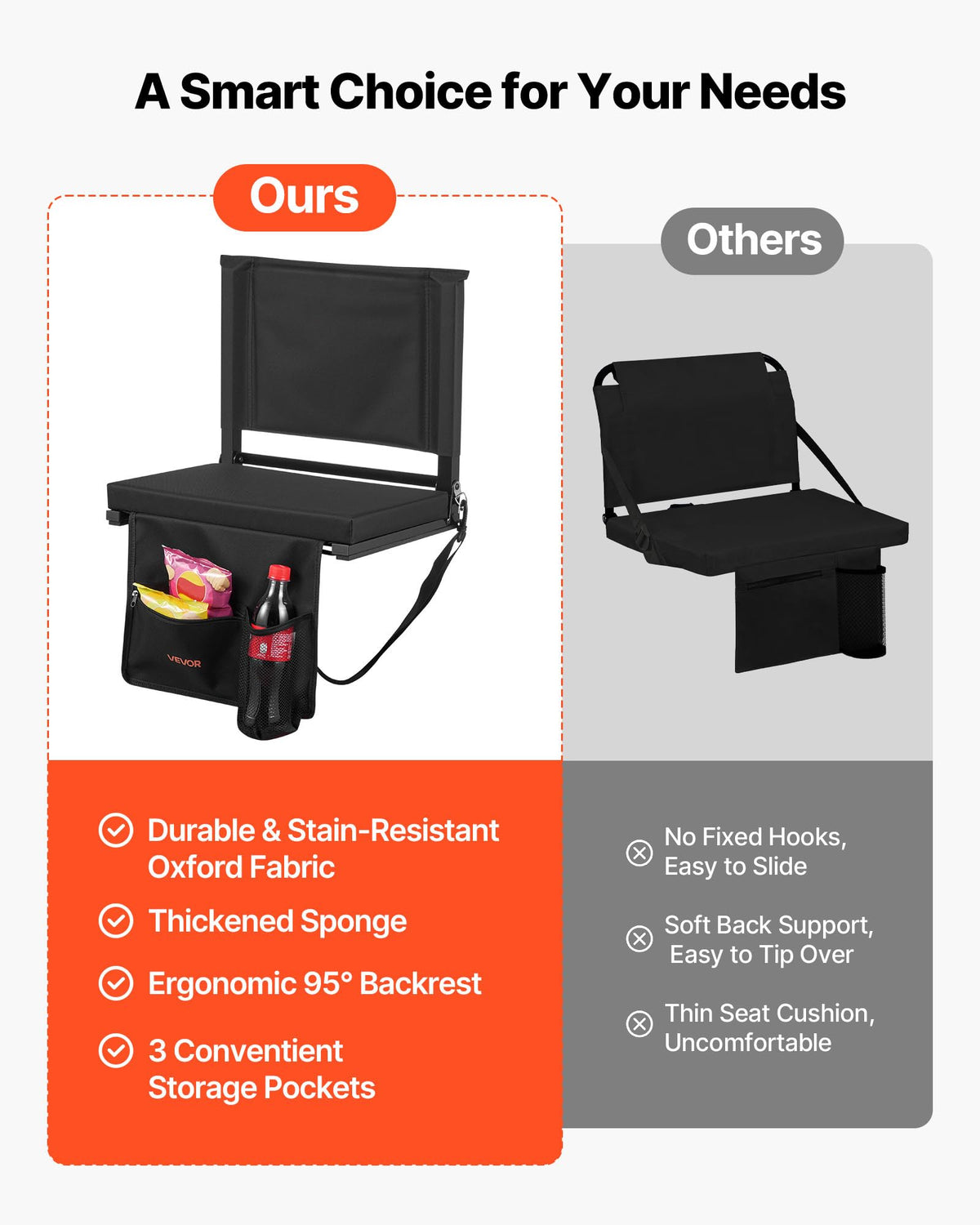Folding Bleacher Seat with Back Support and Cushion K1580