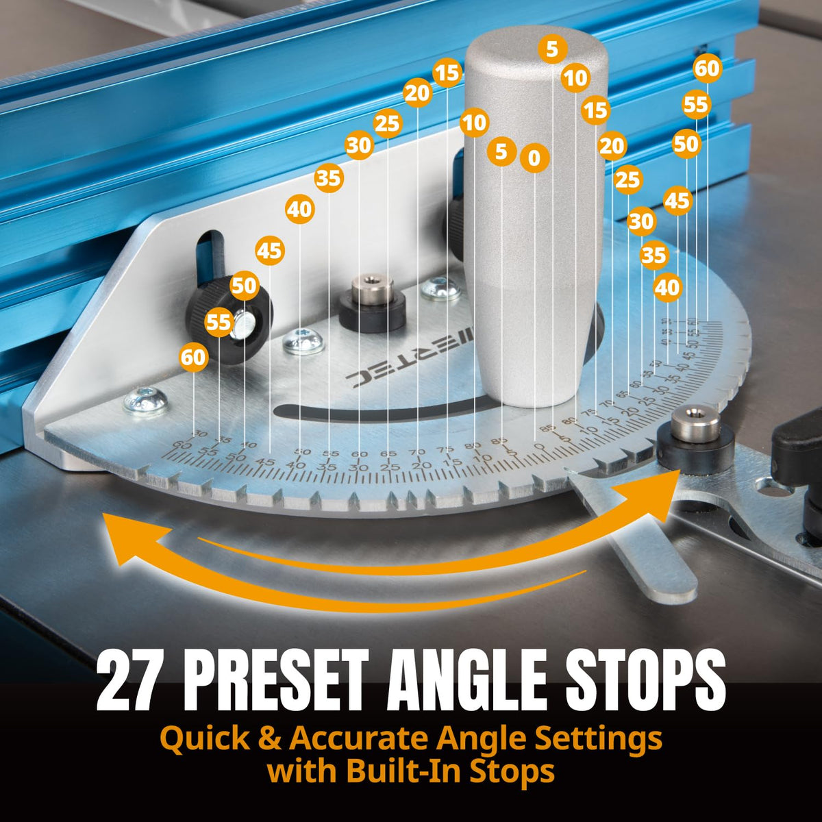 Table Saw Miter Gauge with 27 Angle Stops and T-Slot Miter Bar E899647