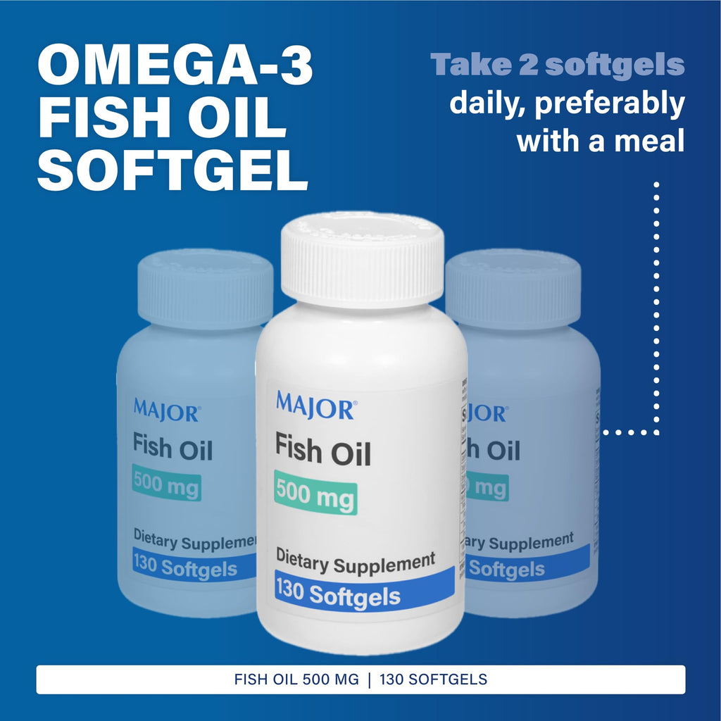 Fish Oil 500mg Softgels Omega-3 Dietary Supplement 130 Count A6188