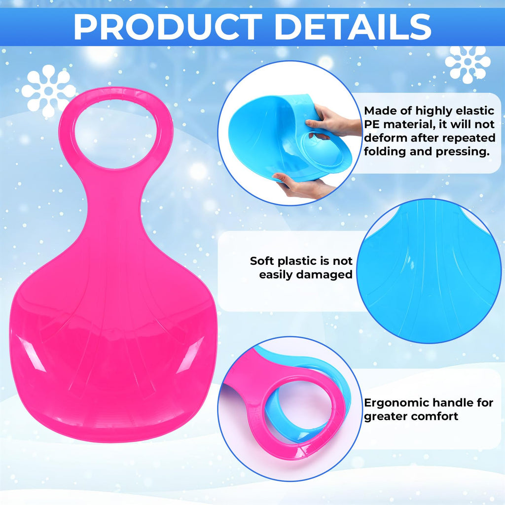 3 Pcs 35 Inch Plastic Snow Sleds with Rope L518441