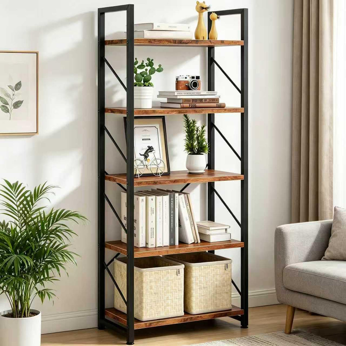 5 Tier Metal Bookshelf N4375
