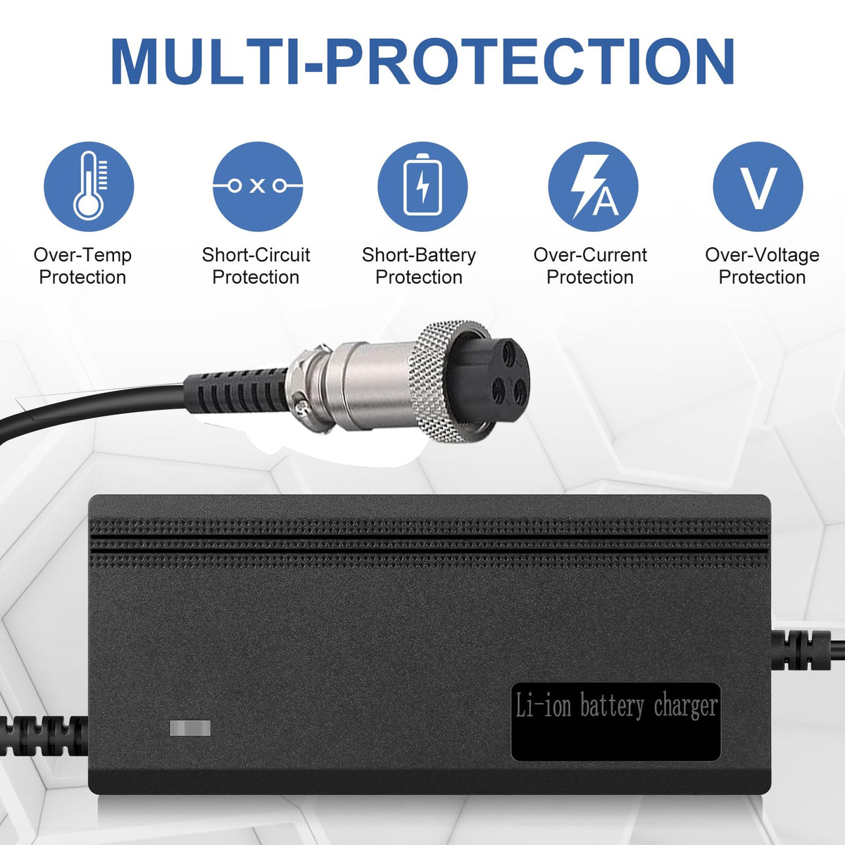 54.6V 2A 3 Prong Scooter Charger for 48V Lithium Battery C76022