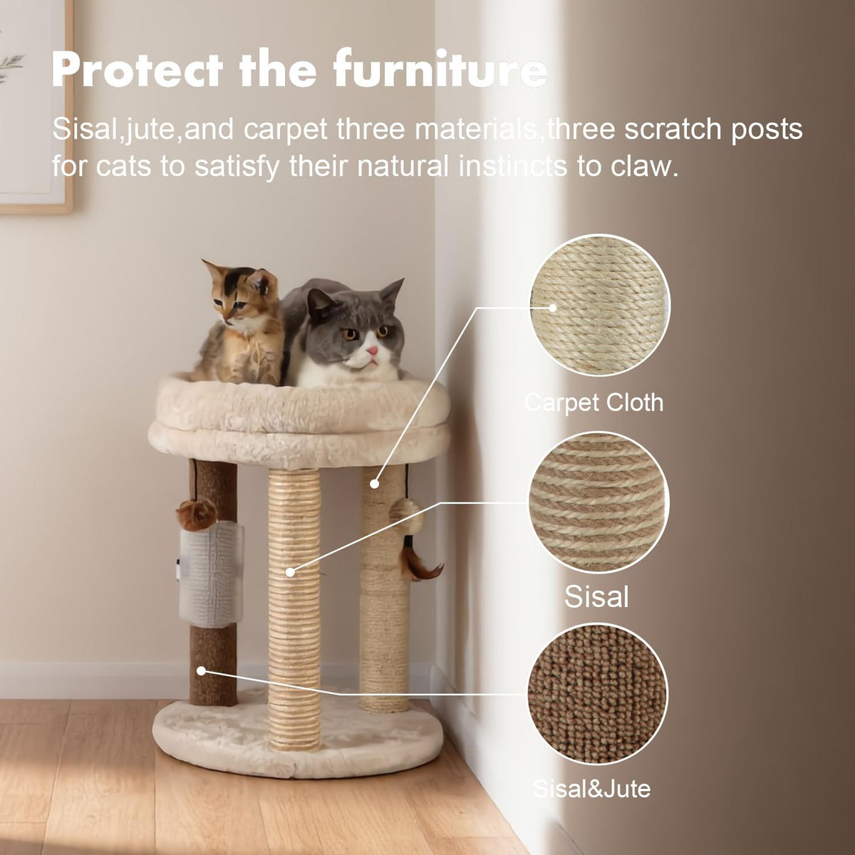 Small Cat Tree with Scratching Post and Soft Bed T717