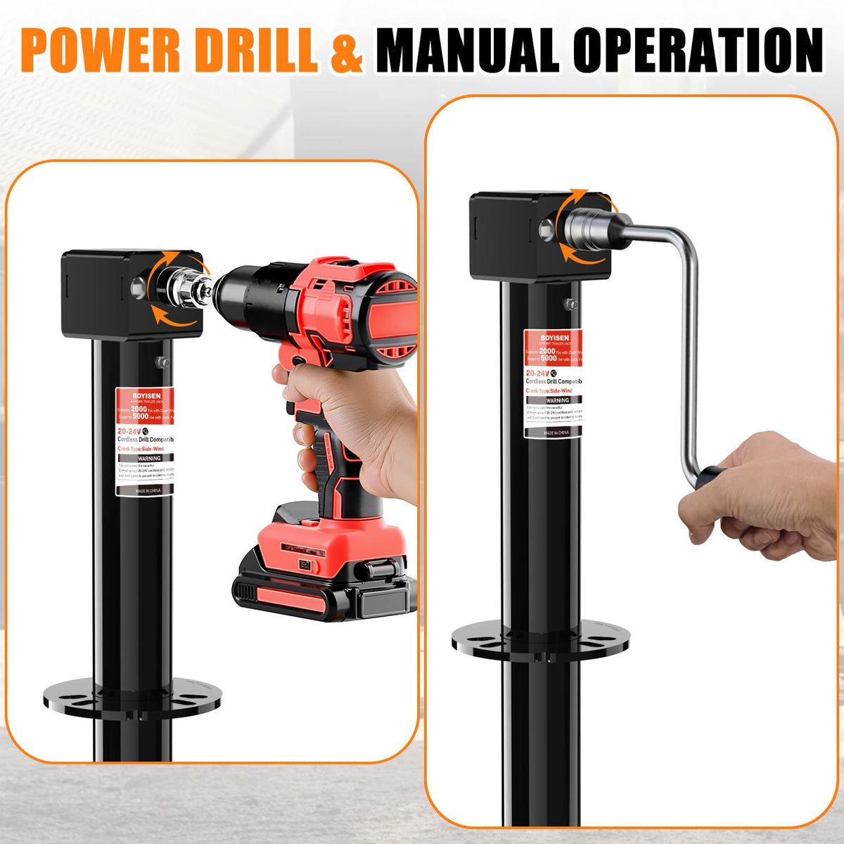 A-Frame Trailer Jack 2-in-1 5000lbs Foot Plate & 2000lbs Dual-Wheel Y35050
