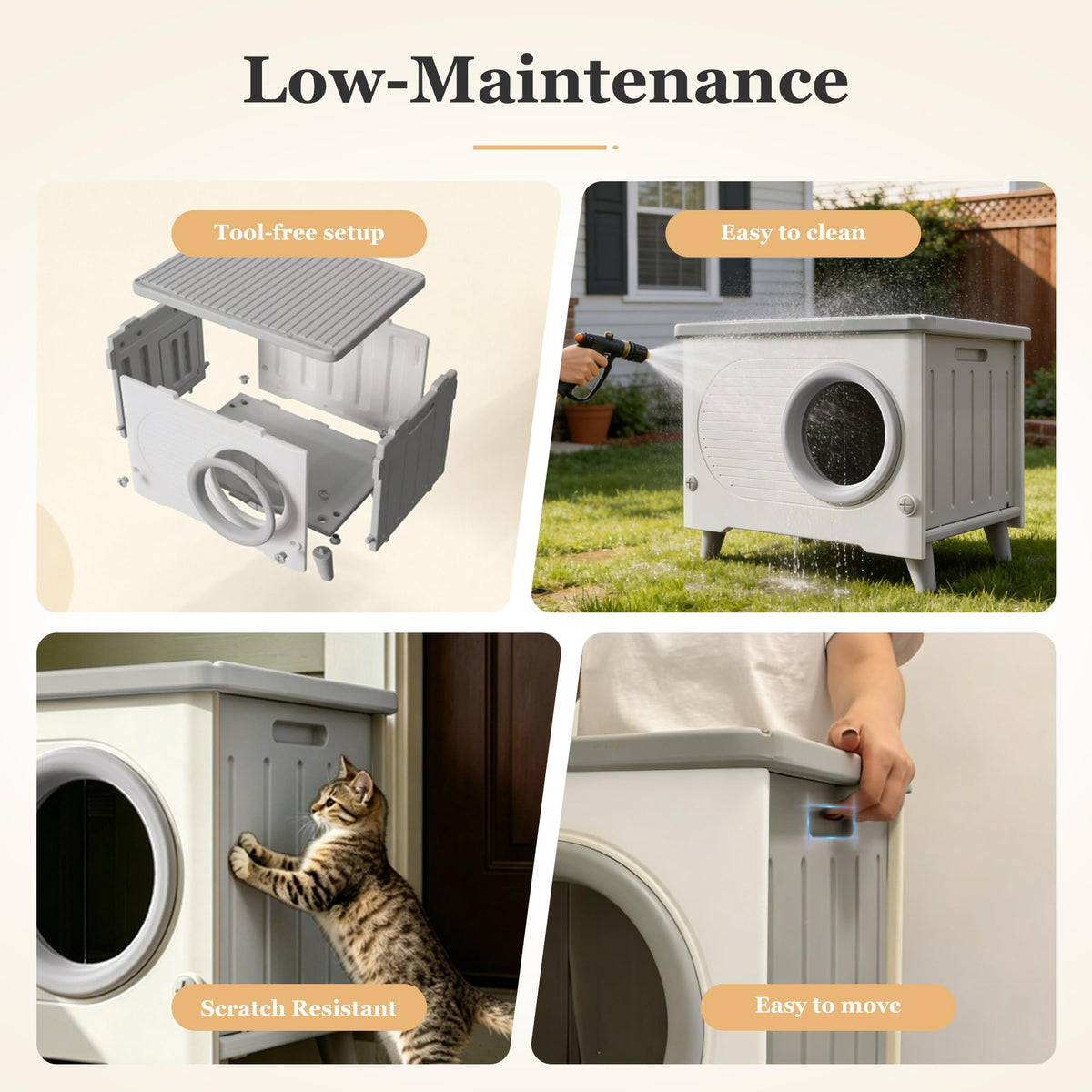 Weatherproof Elevated Outdoor Cat House with Cushion P540467