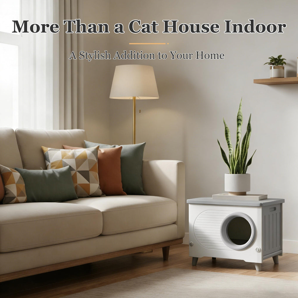 Weatherproof Elevated Outdoor Cat House with Cushion P540467