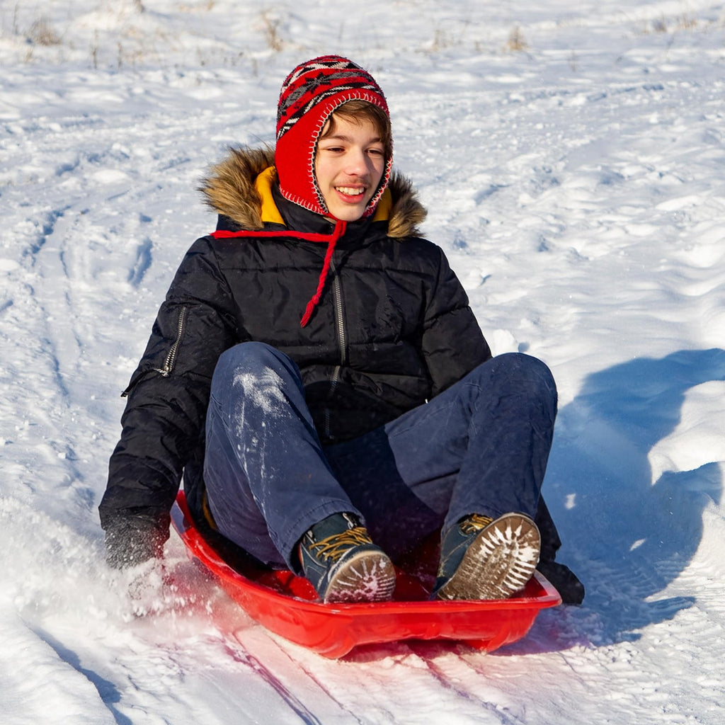 3 Pcs 35 Inch Plastic Snow Sleds with Rope L518441