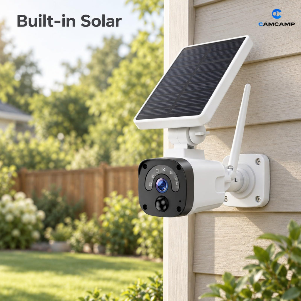 Solar Security Cameras Wireless Outdoor System 4-Cam 2.5K 64GB SD E804918