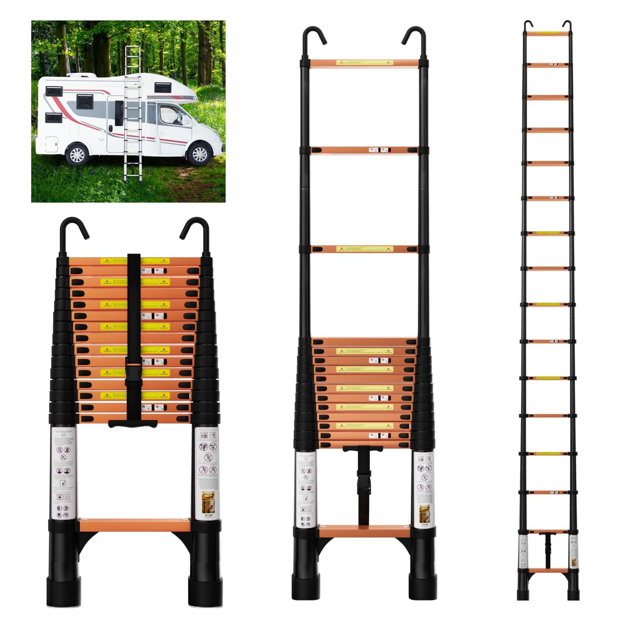 15.5FT Aluminum Telescoping Ladder with Hooks N968781