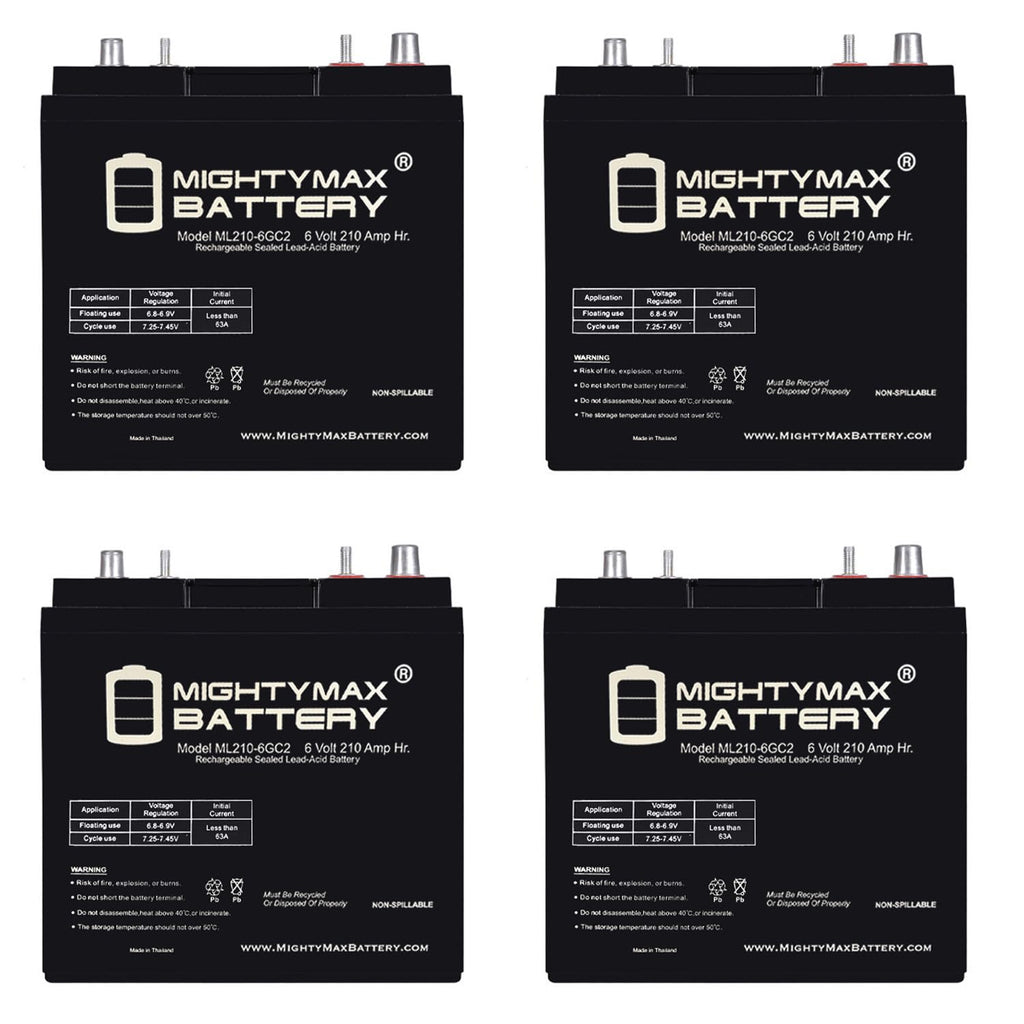 6V 210AH Dual Terminal SLA Deep Cycle Battery 4 Pack G4260