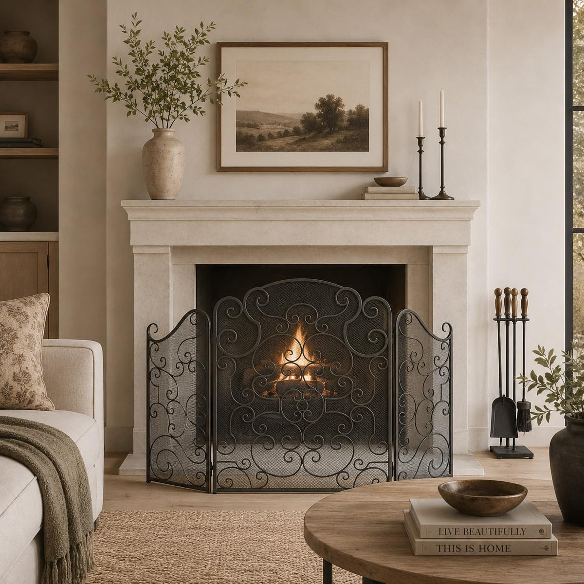 Metal 3 Panel Fireplace Screen Z190195