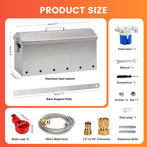1.5 Gallon Metal Automatic Chicken Waterer T22813