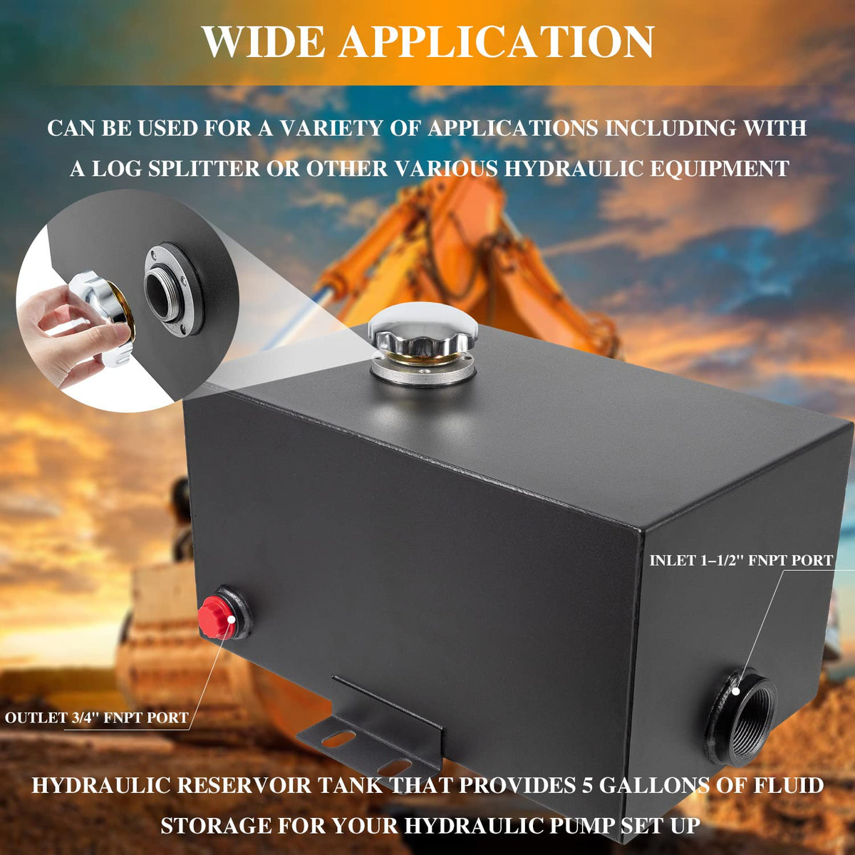 5 Gallon 14 Gauge Steel Hydraulic Fluid Reservoir Tank U554