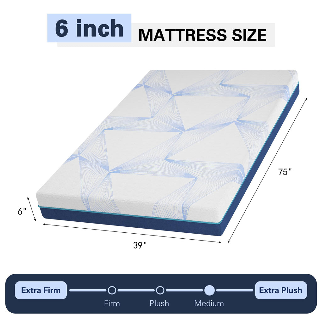 6 Inch Gel Memory Foam Twin Size Mattress U5401