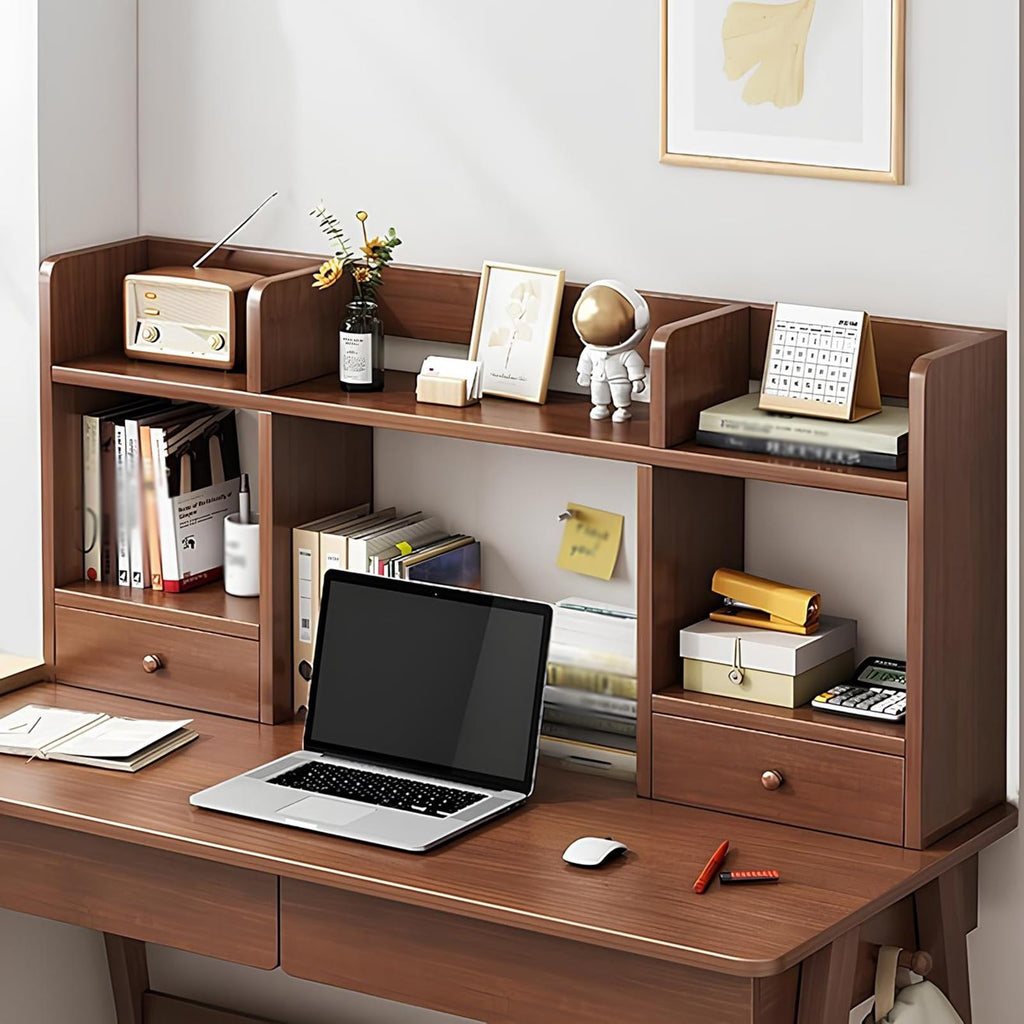 White Desktop Bookshelf Wood Storage Rack U85737