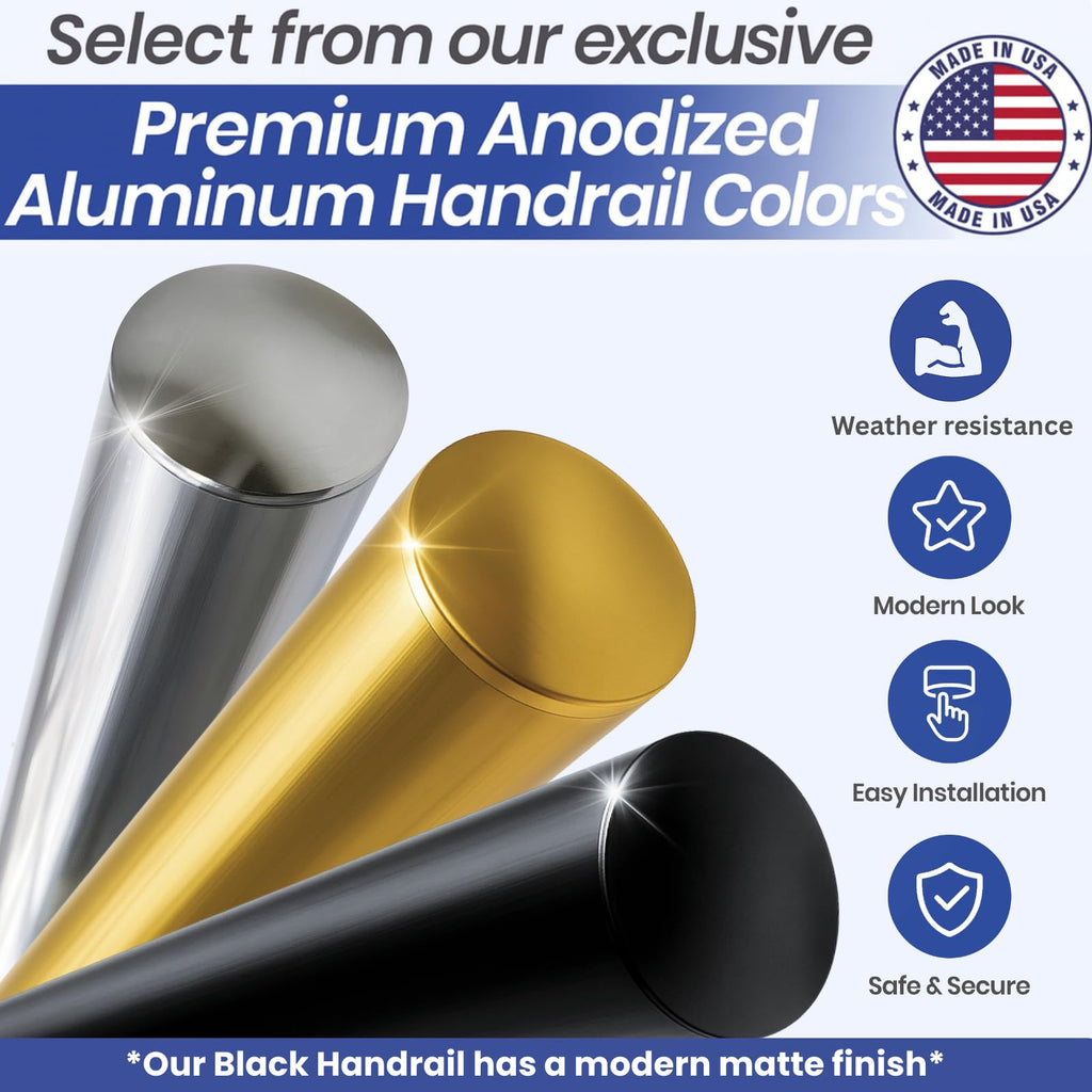 6FT Aluminum Handrail Kit Matte Black J879073