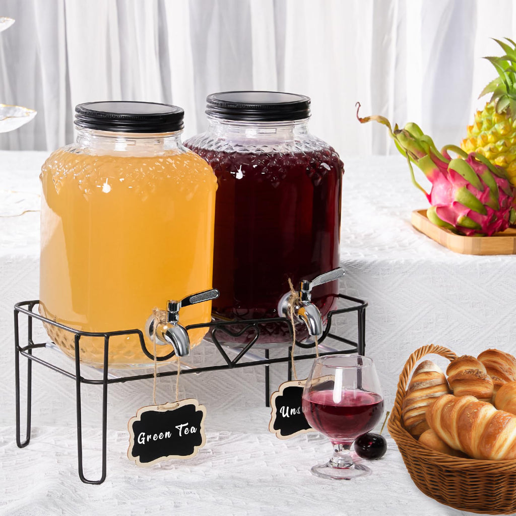 1 Gallon Glass Beverage Dispenser with Stand and Fruit Infuser X140