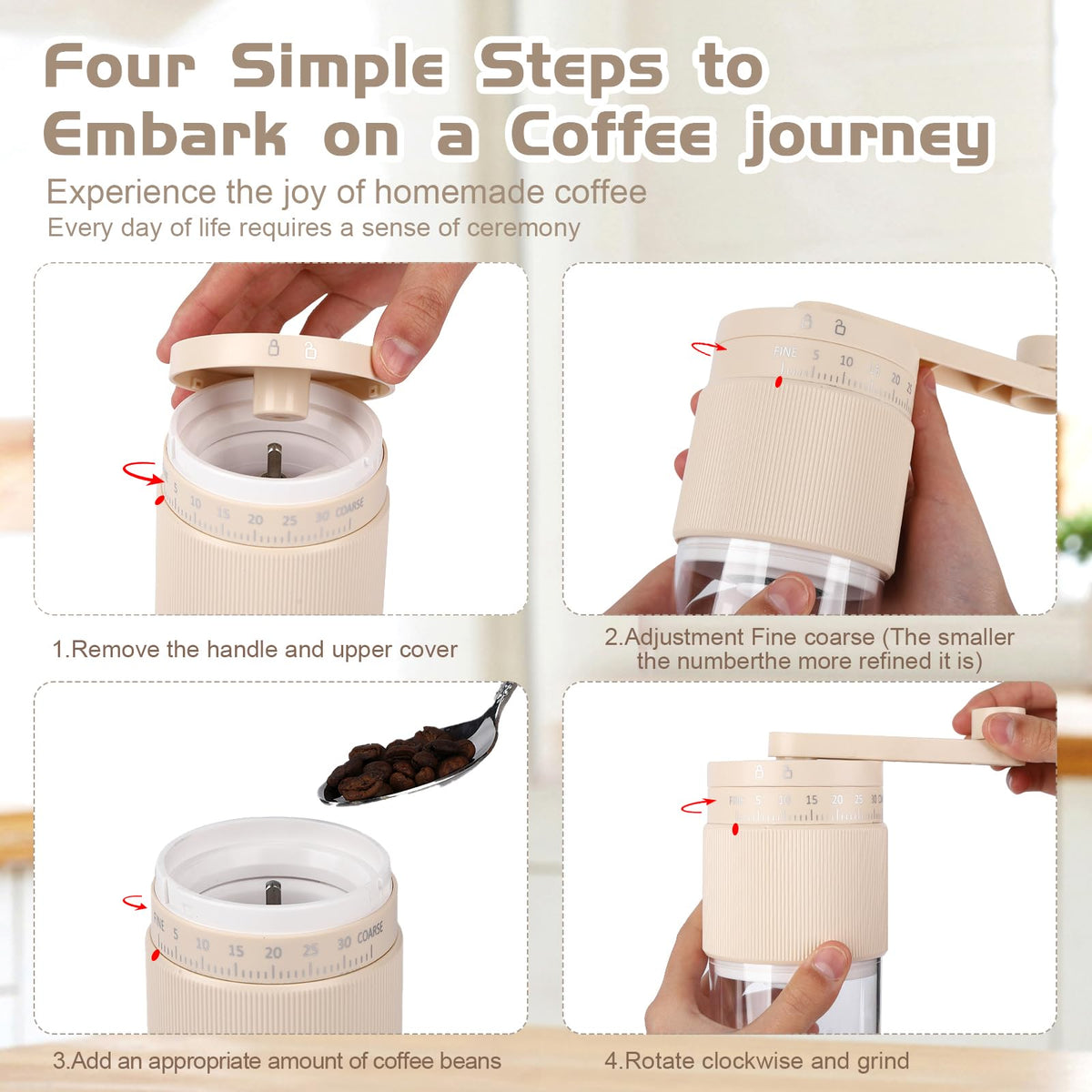Manual Coffee Grinder with Ceramic Conical Burr U22578