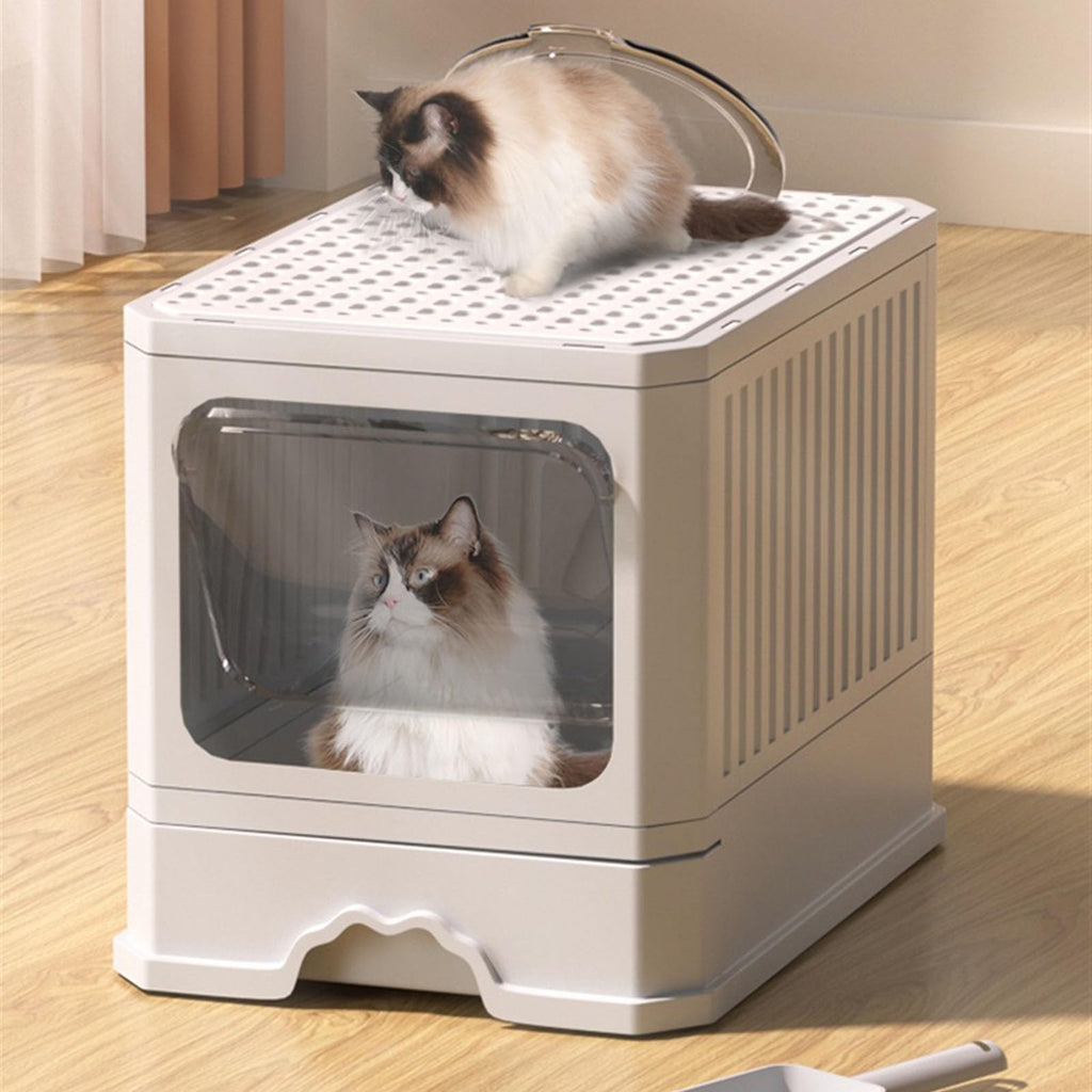 Foldable Covered Cat Litter Box with Scoop O713616