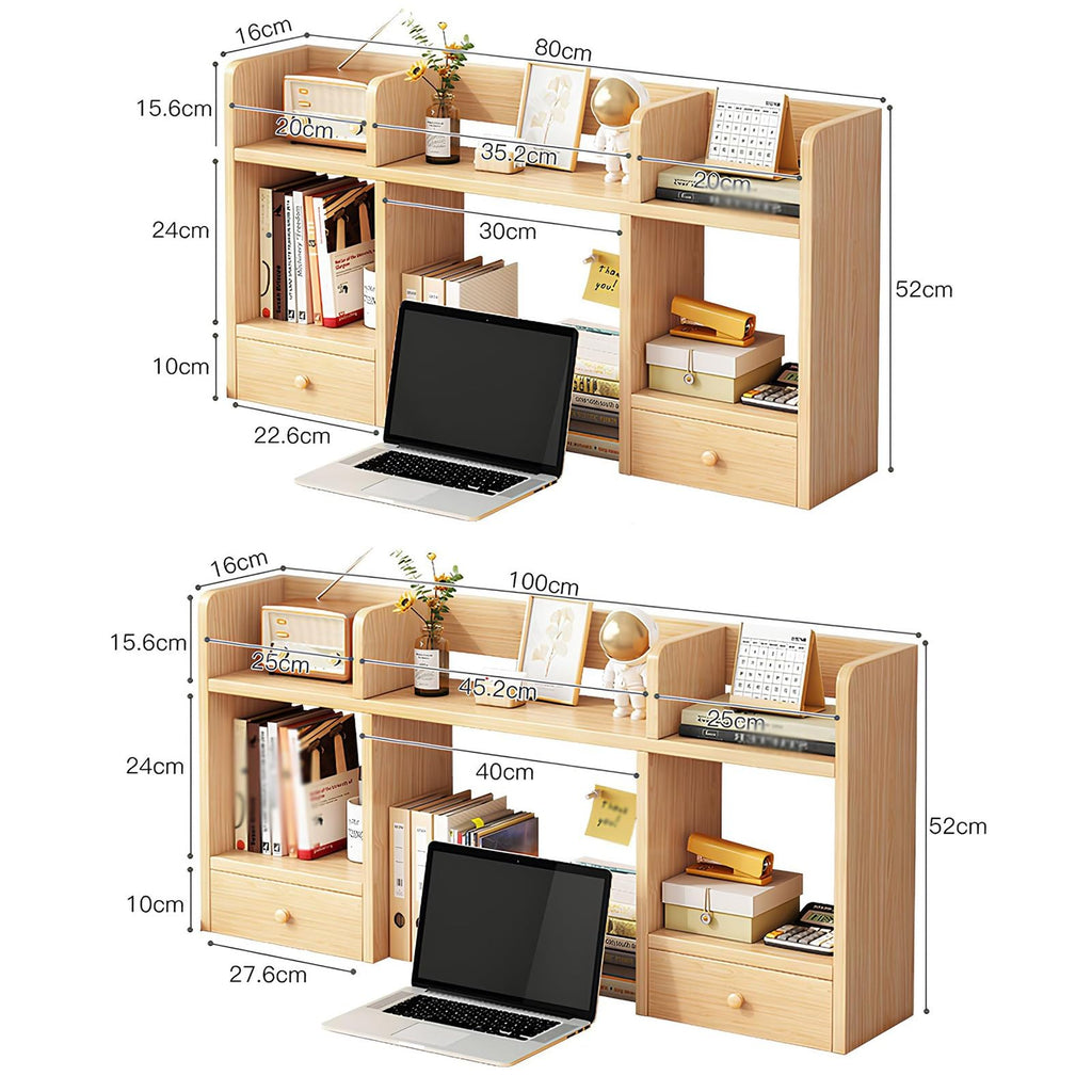 White Desktop Bookshelf Wood Storage Rack U85737
