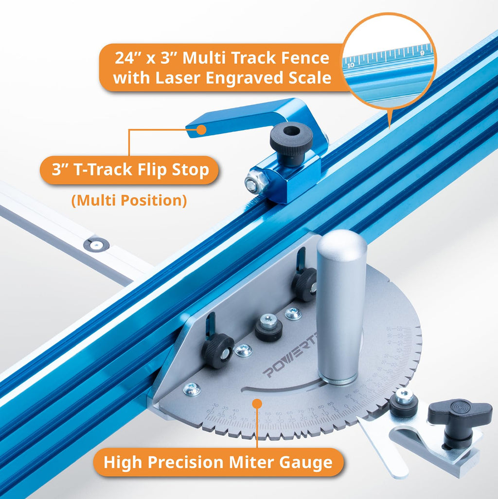 Table Saw Miter Gauge with 27 Angle Stops and T-Slot Miter Bar E899647